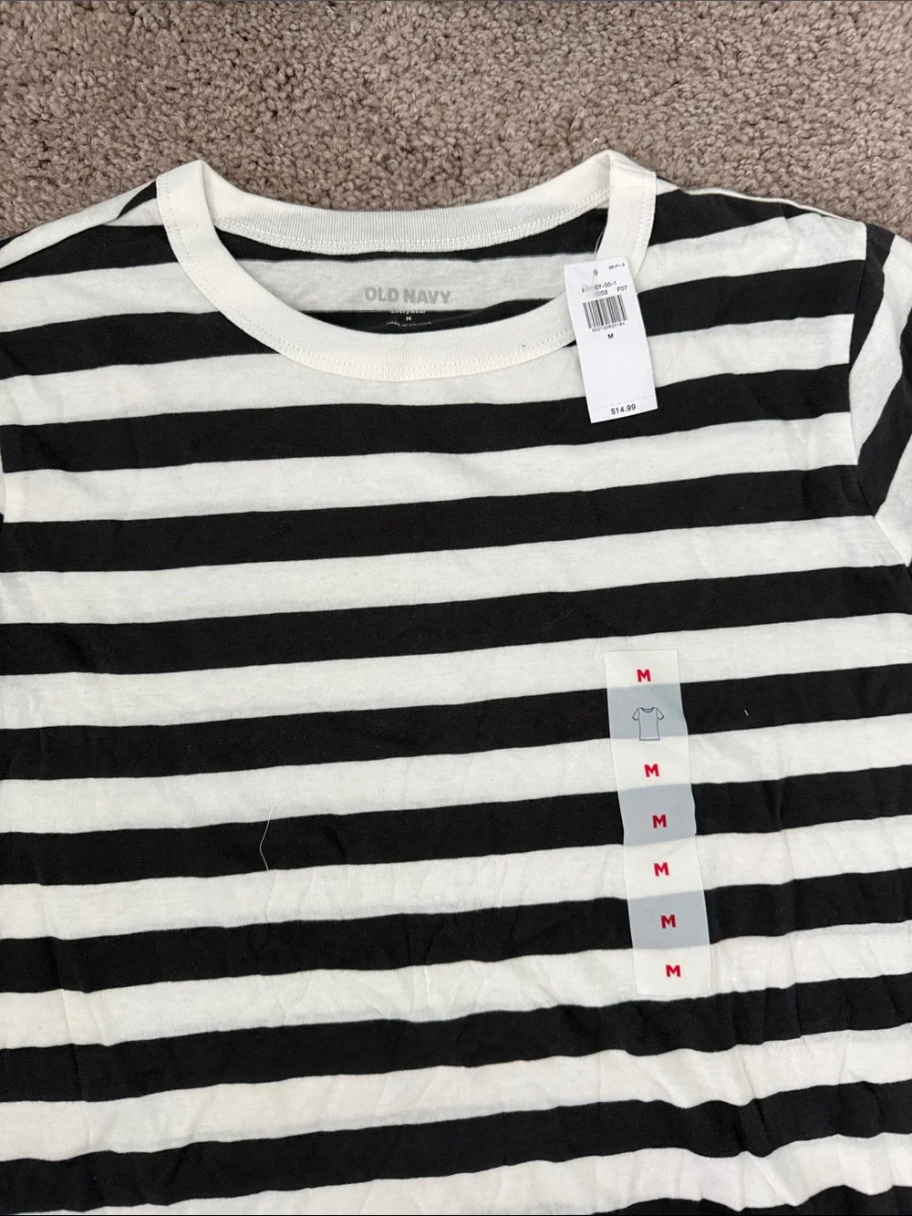 Old Navy Black & White Stripe Tee with Navy Tank and Magenta Tee - 3-Pack